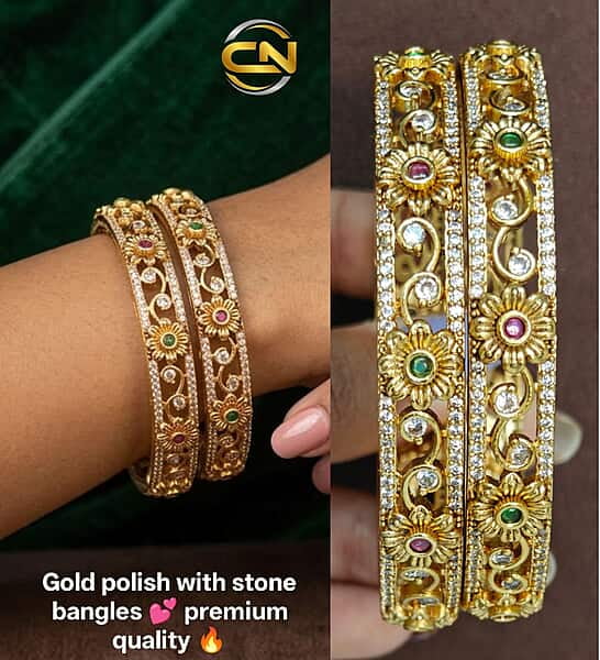 Gold polish with stone bangles ?