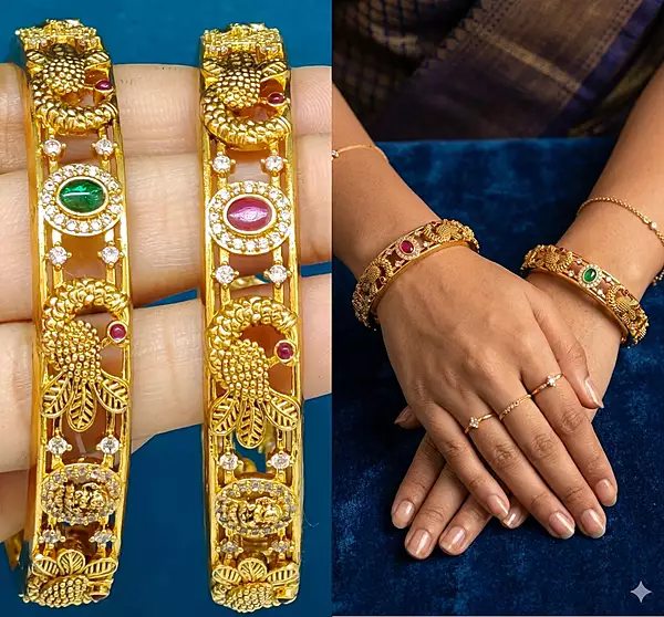 beautiful lakshmi devi peacock design bangles premium quality