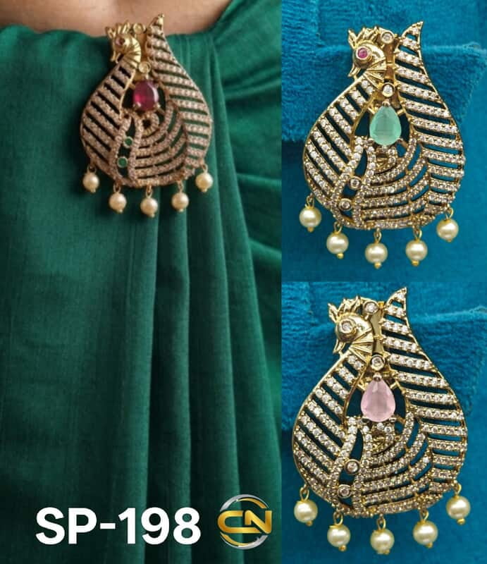mehandi polish peacock saree pin ?
