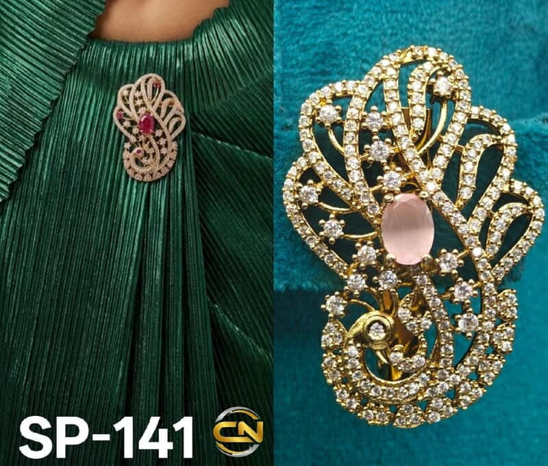 peacock design mehandi polish saree pin ?