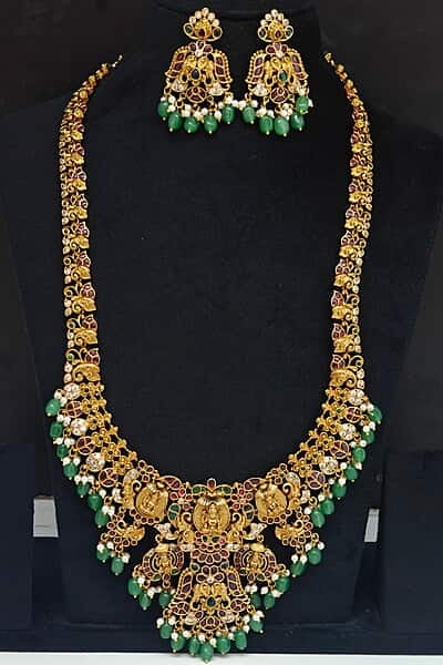 kempu stone laxmi devi design long haram