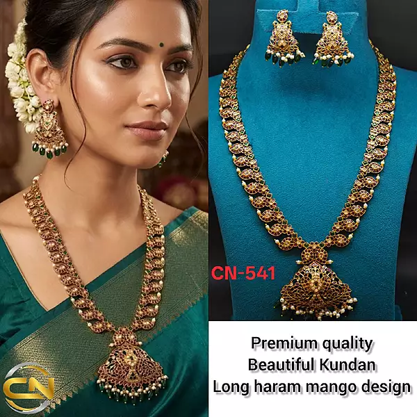 Beautiful Kundan long haram mango design