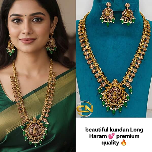 Kundan with gold polish long haram ✨