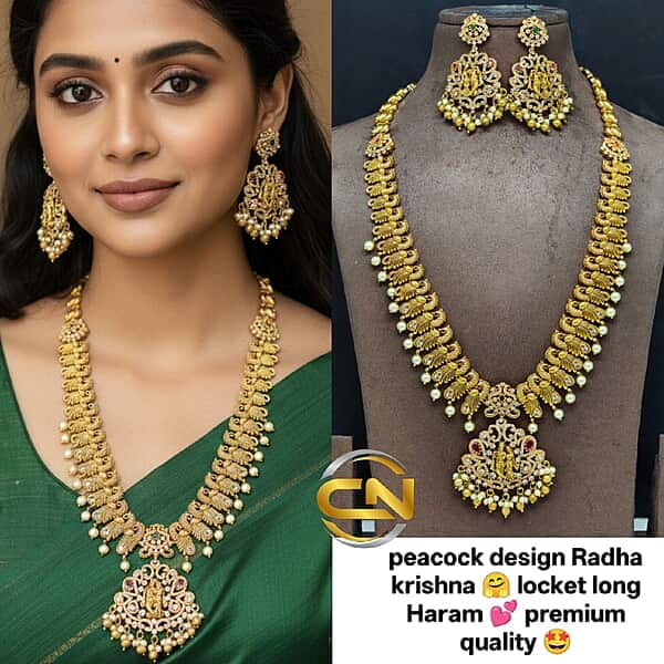 peacock design Radha Krishna Long Haram ?