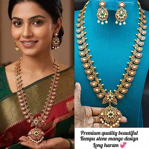 Beautiful kempu stone mango design long haram ?