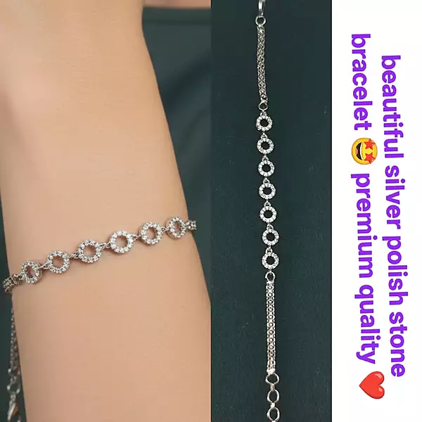 beautiful silver polish stone bracelet