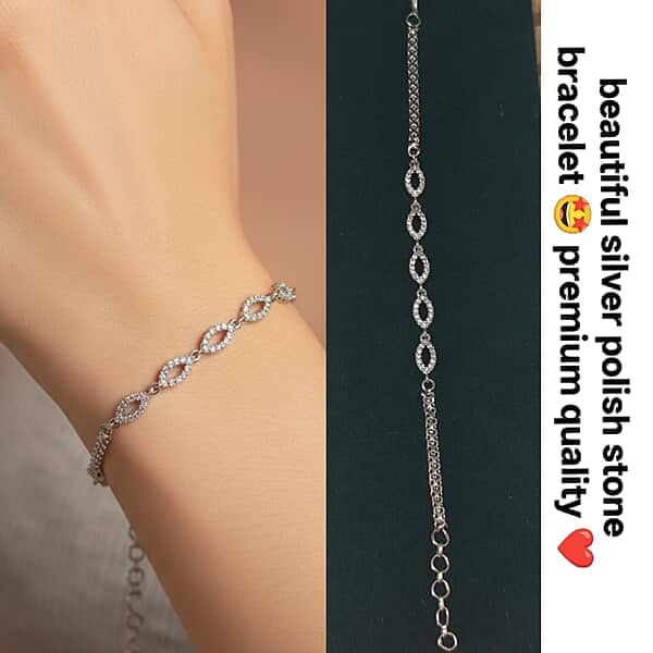 Silver polish stone bracelet