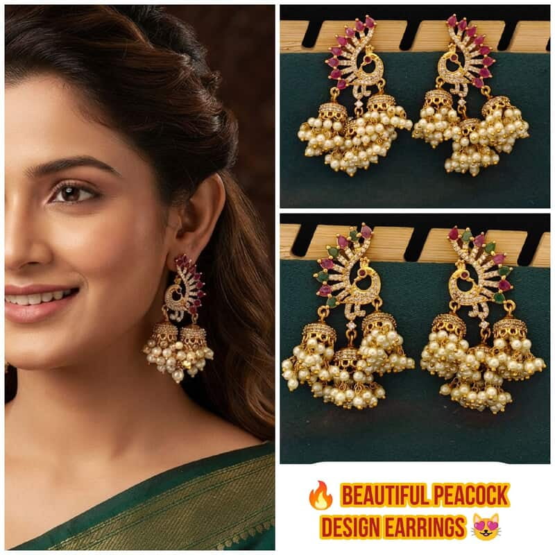 peacock design earrings