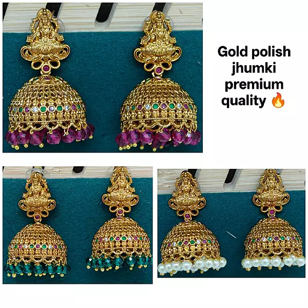 Beautiful gold polish jhumki