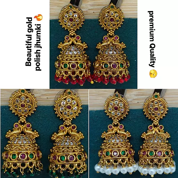 beautiful gold polish jhumki