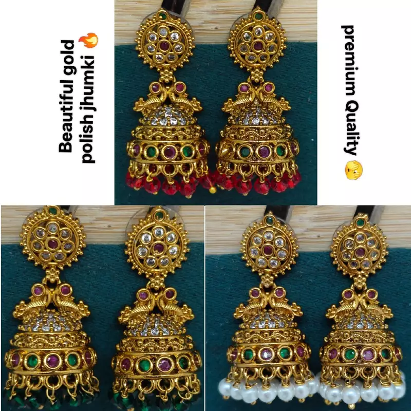 beautiful gold polish jhumki