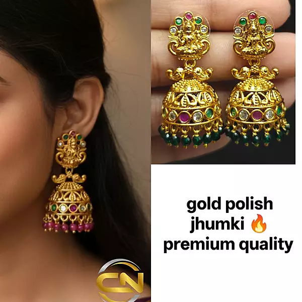 Gold polish jhumki ?