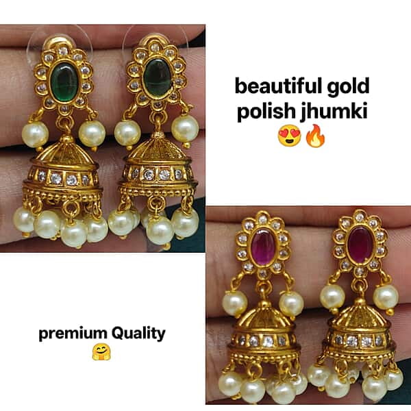 gold polish jhumki ?
