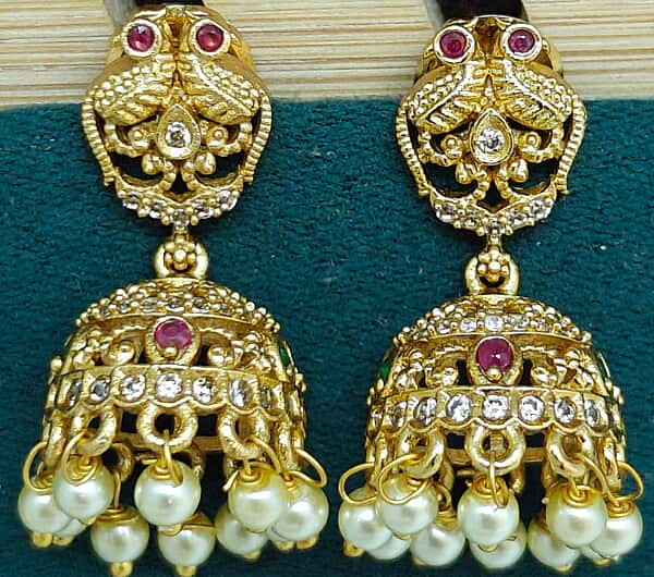 Gold polish jhumki