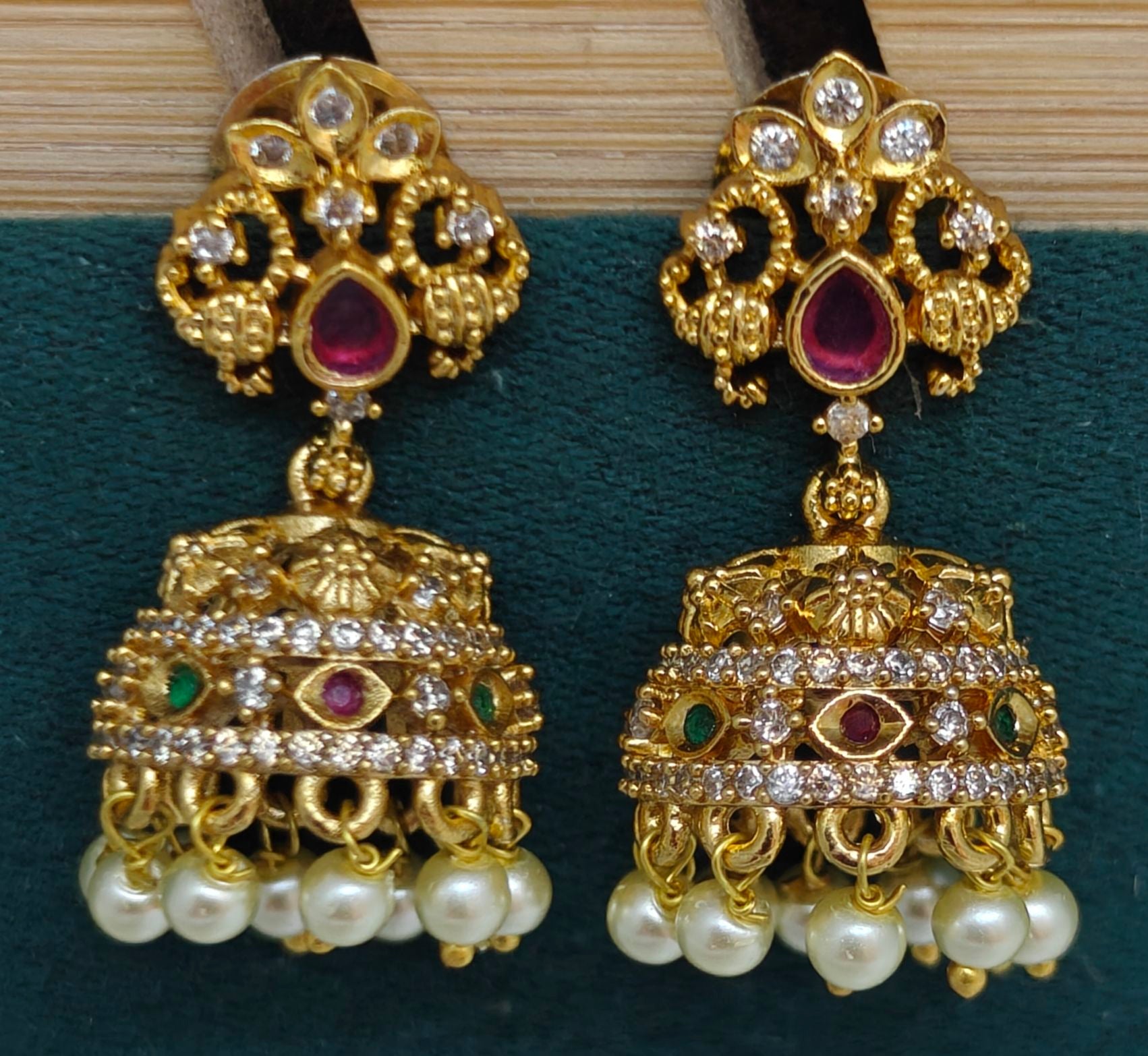 stone gold polish jhumki