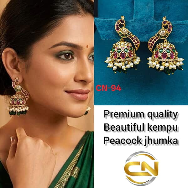 premium quality beautiful kempu peacock jhumka