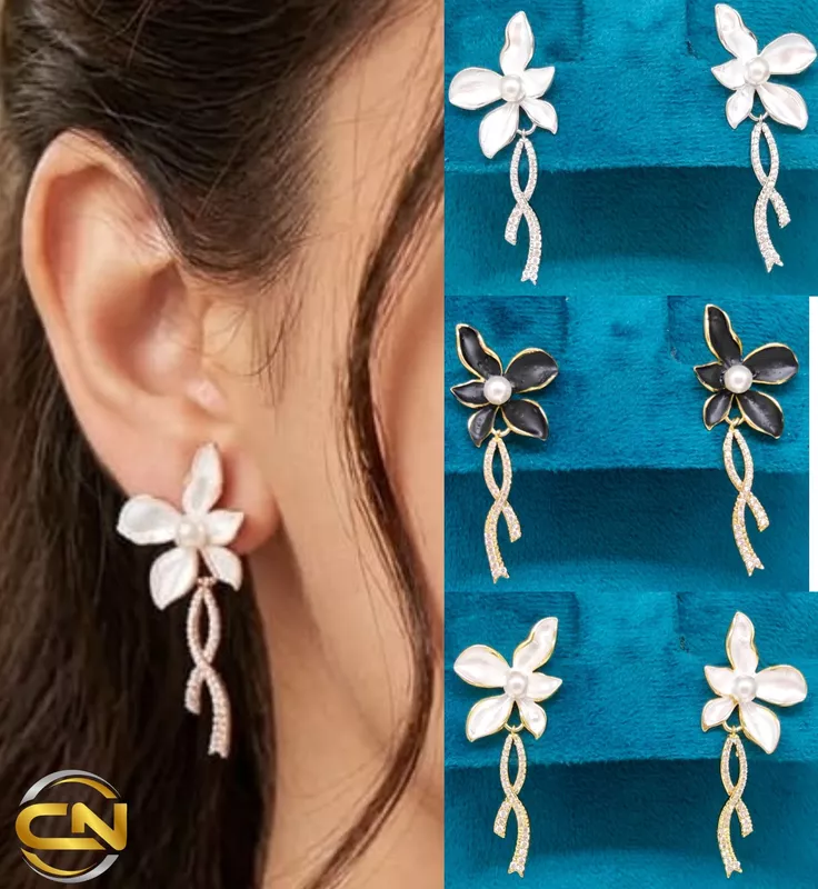 beautiful flower design stone earrings ?