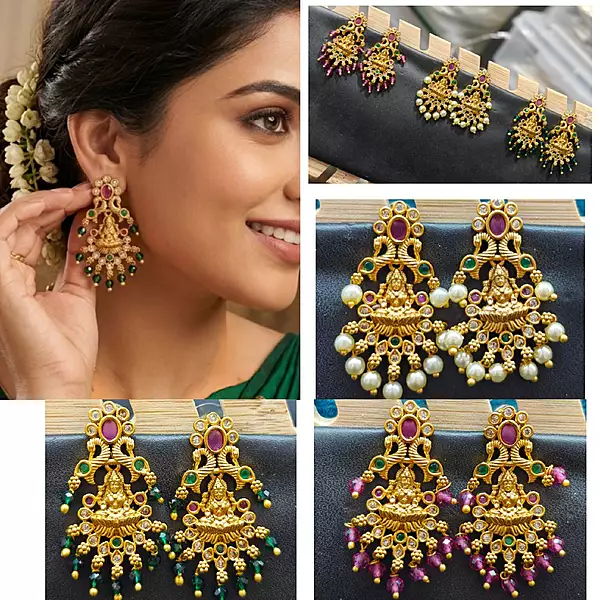beautiful laxmi devi with peacock design earrings combo only for 207 book fast
