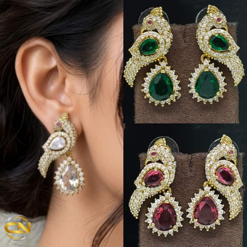 Mehandi polish peacock design earrings ?