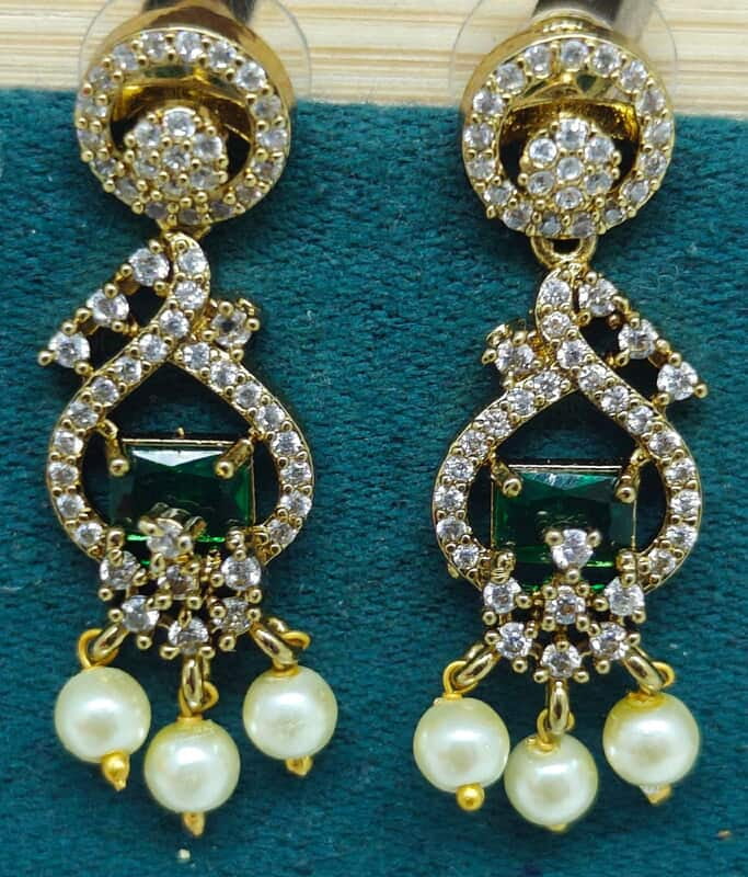 mehandi polish stone earrings