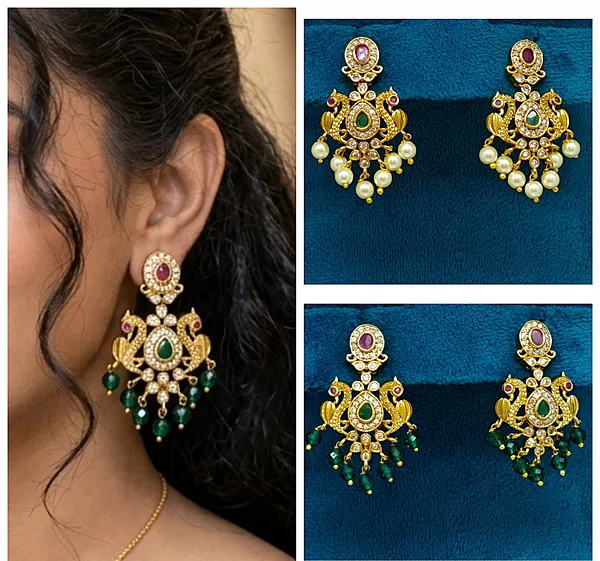 beautiful peacock design earrings premium quality