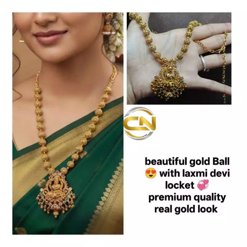 Gold Ball with laxmi devi locket