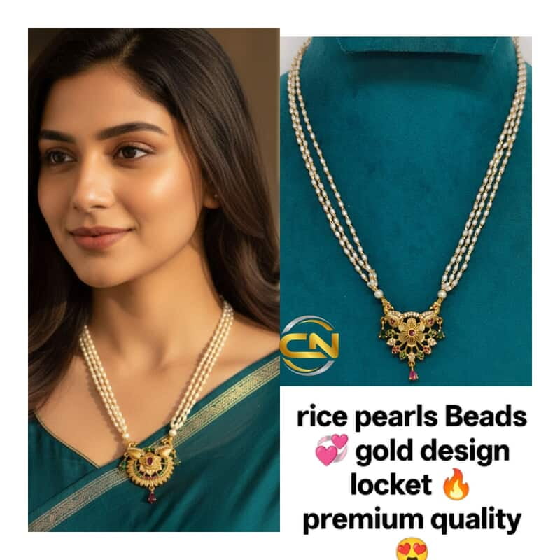 rice pearls mala with locket