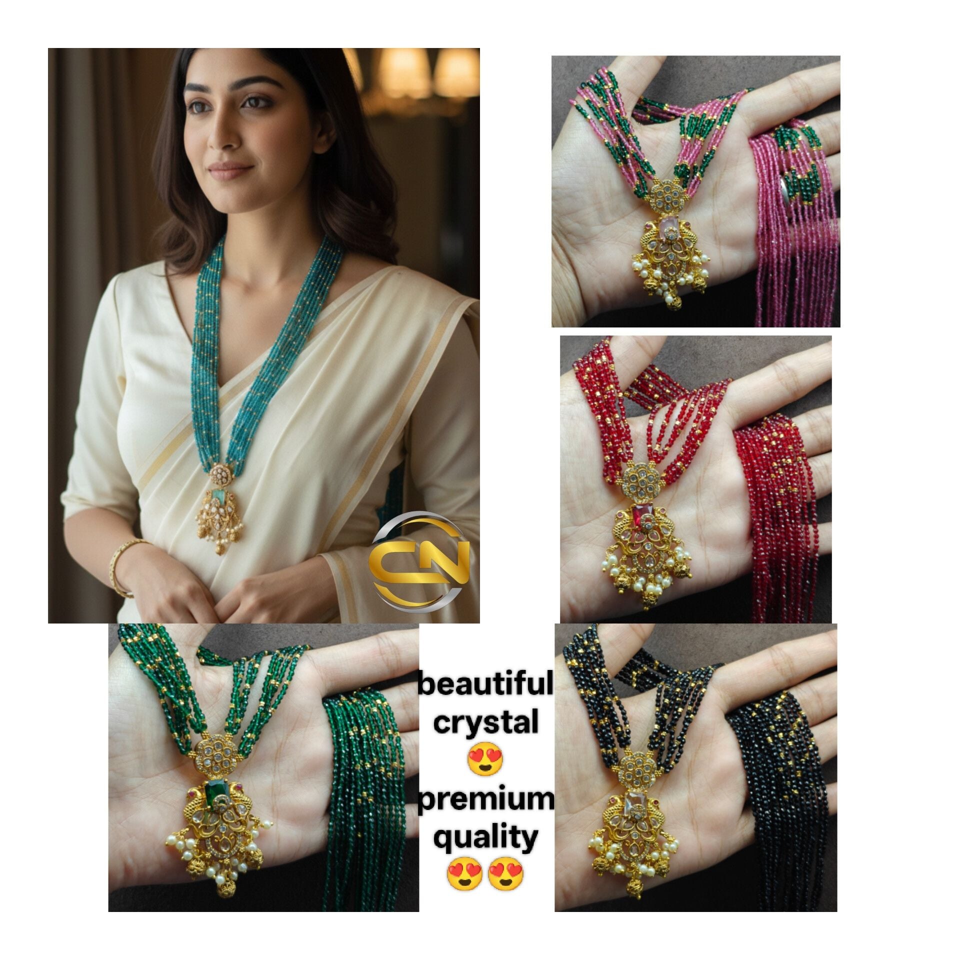 crystal beads mala long