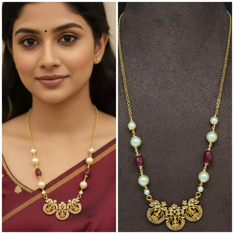 chain beads laxmi locket