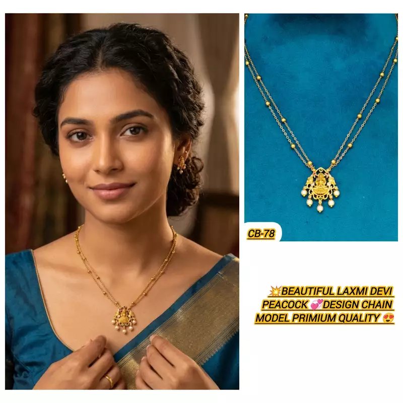 beautiful laxmi devi peacock design chain model