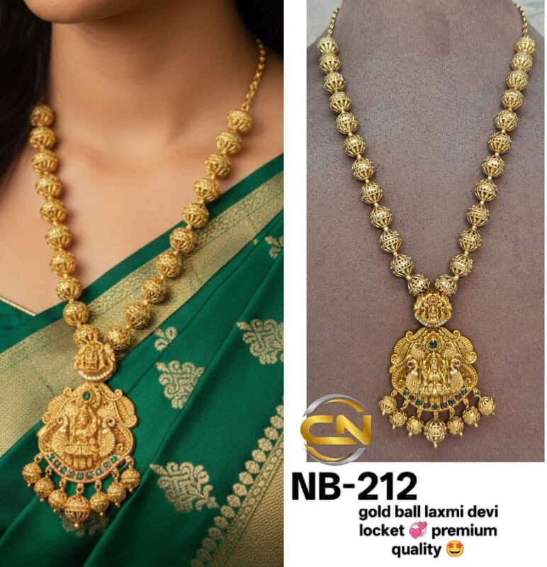 Gold ball laxmi devi locket ✨