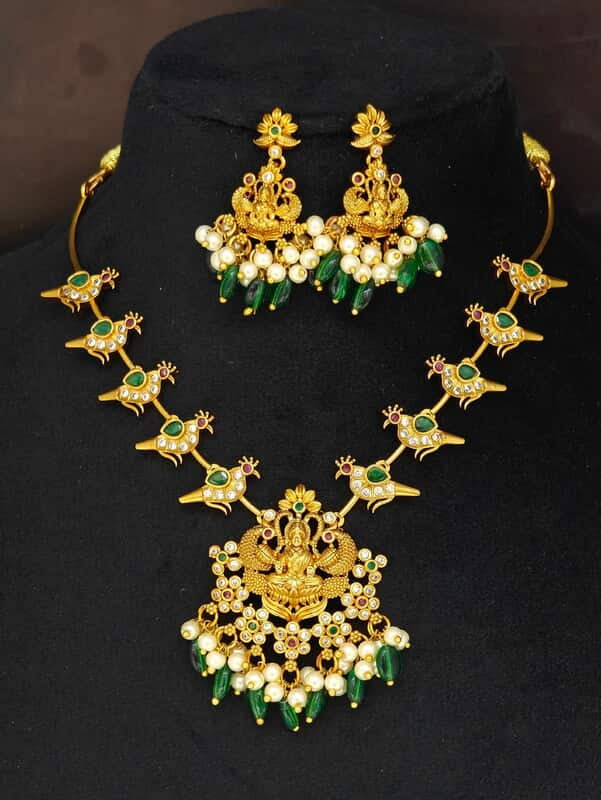 Peacock design with laxmi devi design necklace ?