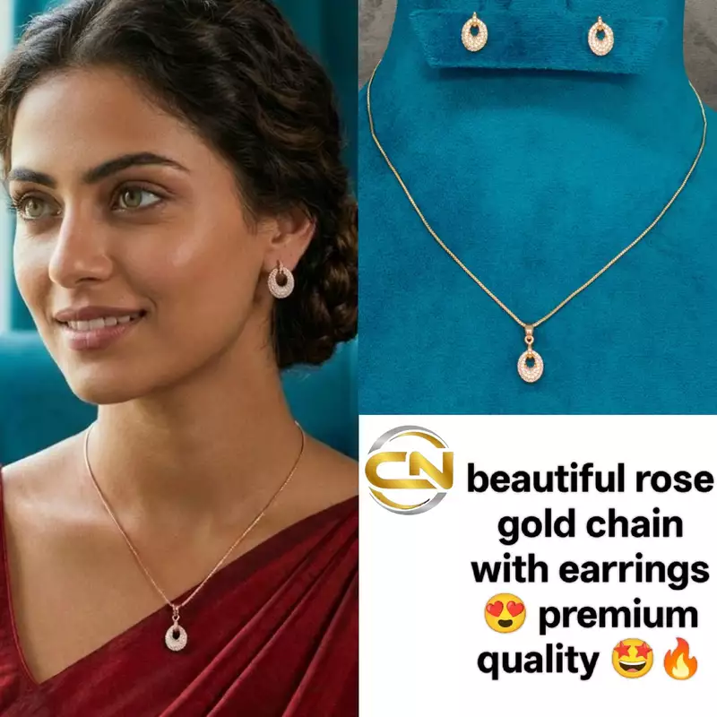 beautiful rose gold chain with earrings ?
