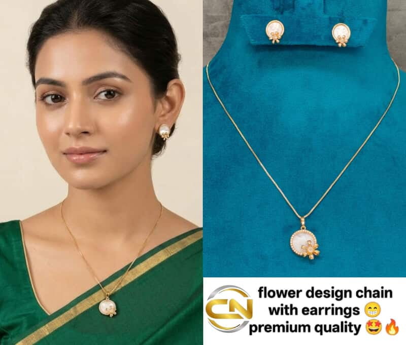 beautiful flower design chain with earrings ?
