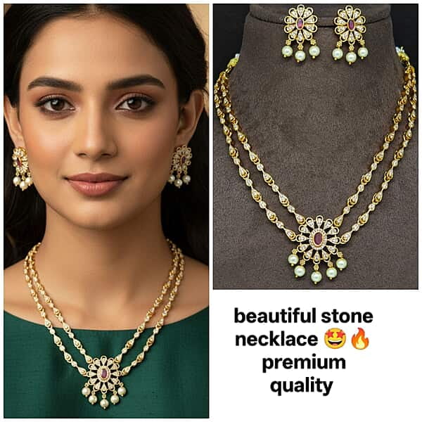 two lines beautiful stones necklace