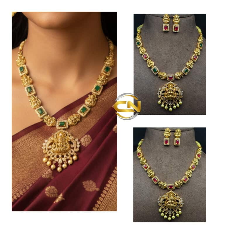 laxmi devi with stone necklace