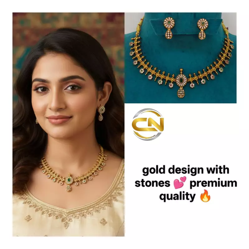 gold design with stone necklace