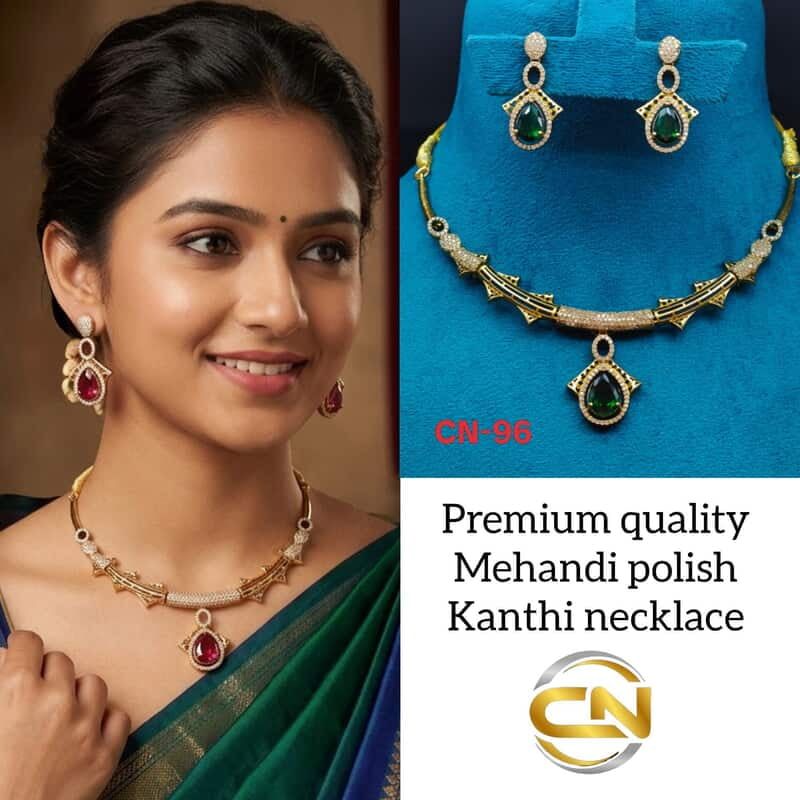 Mehandi polish kanthi necklace