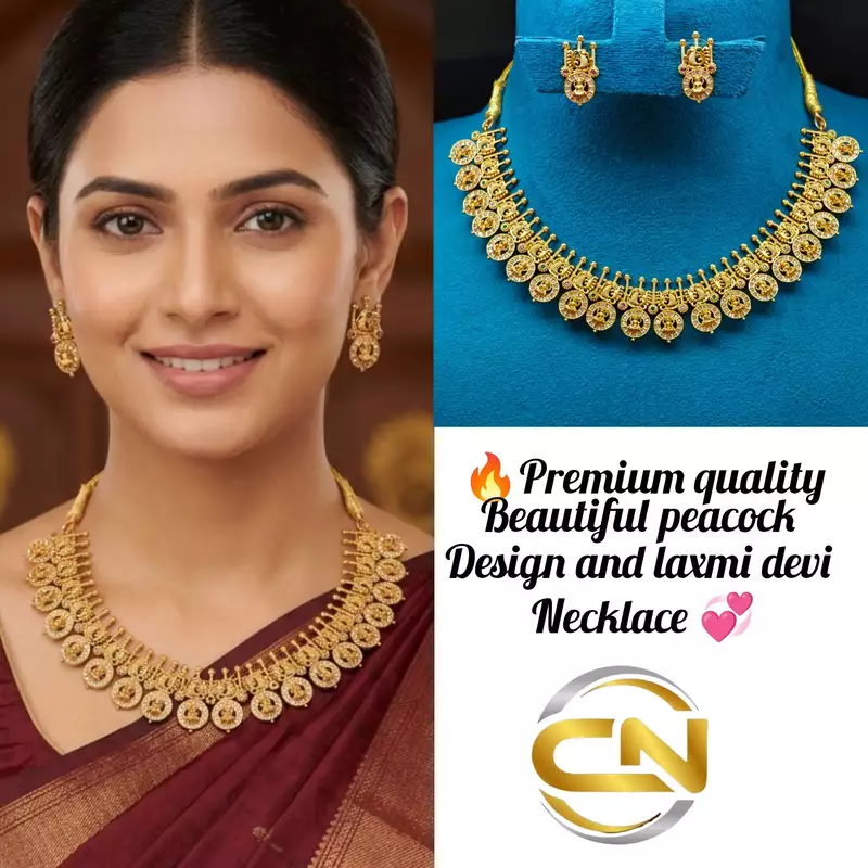 Beautiful peacock design and laxmi devi necklace ?