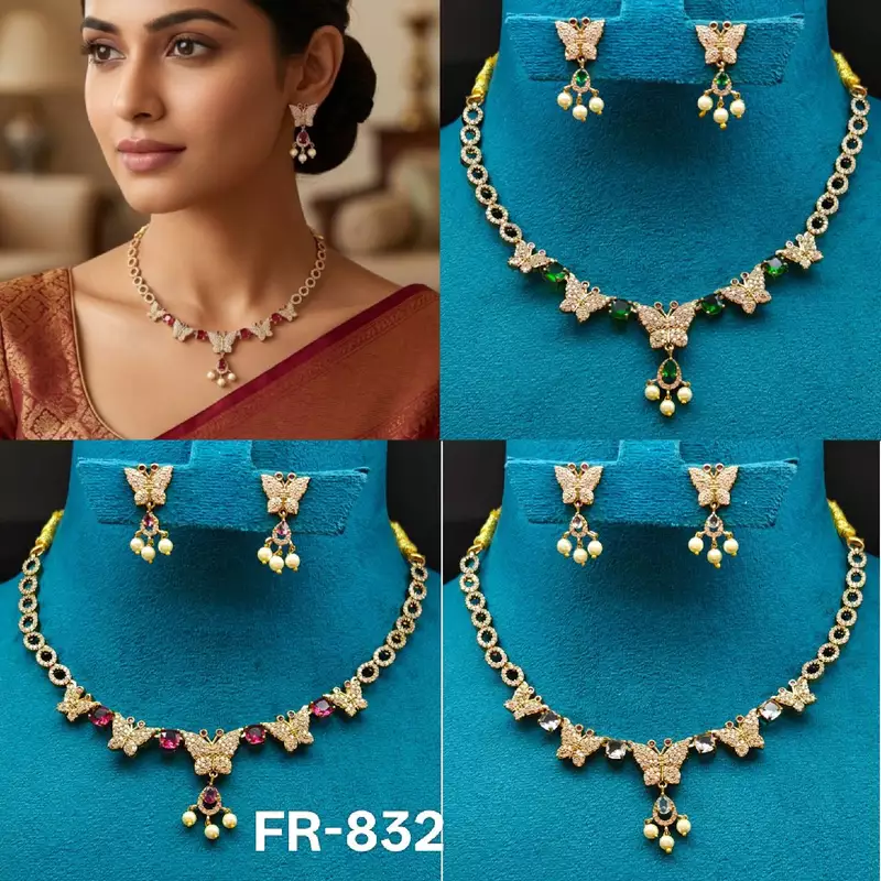 Beautiful mehandi finishing butterfly design necklace ?