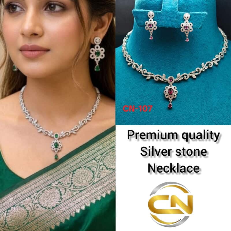 premium quality silver stone necklace