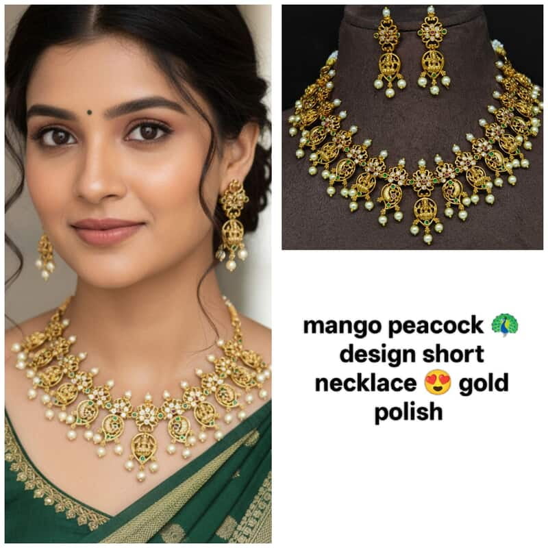 Mango peacock ? design short necklace