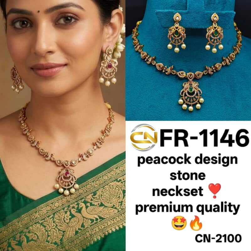 peacock design stone neckset ❣️