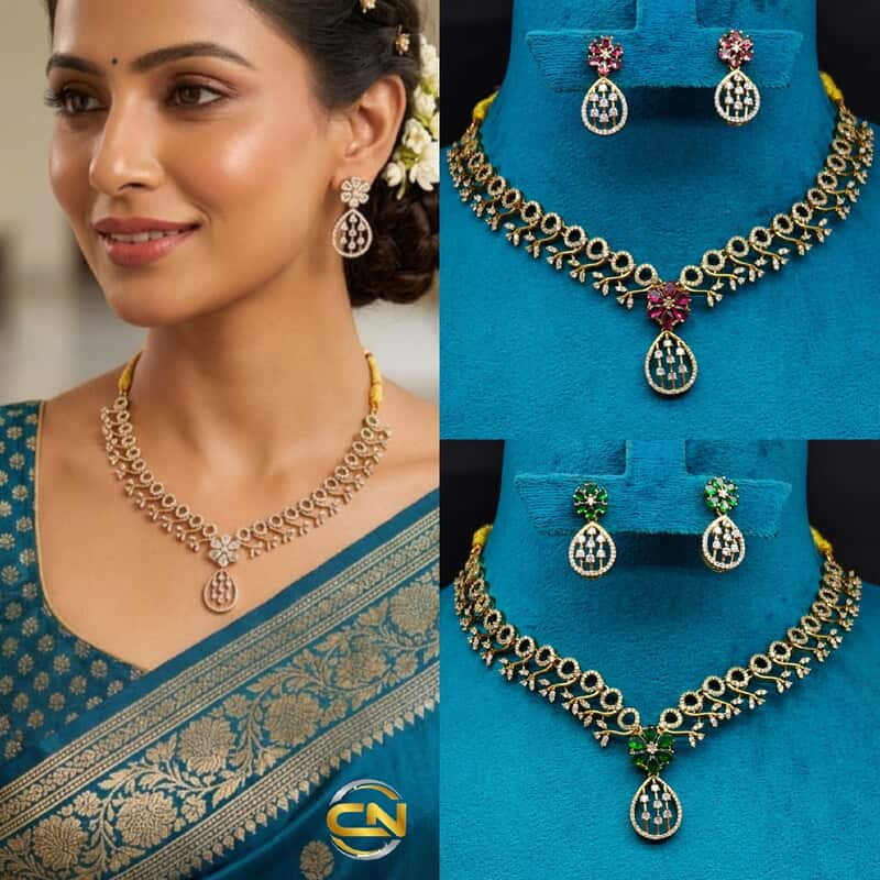 mehandi polish stone neckset ❣️