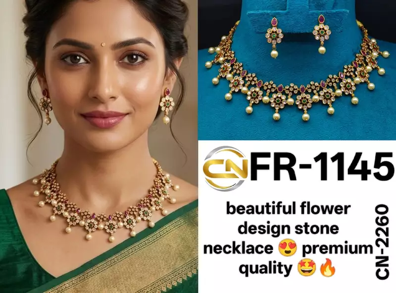 beautiful flower design stone necklace ?