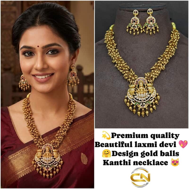 Laxmi devi design gold balls kanthi necklace ?