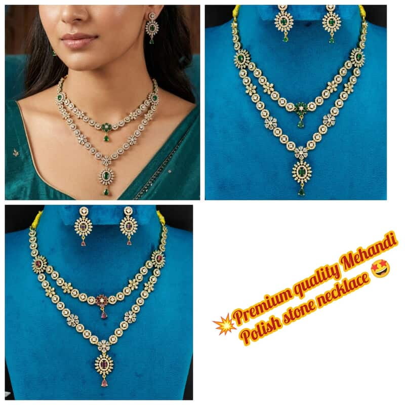 premium quality Mehandi polish stone necklace