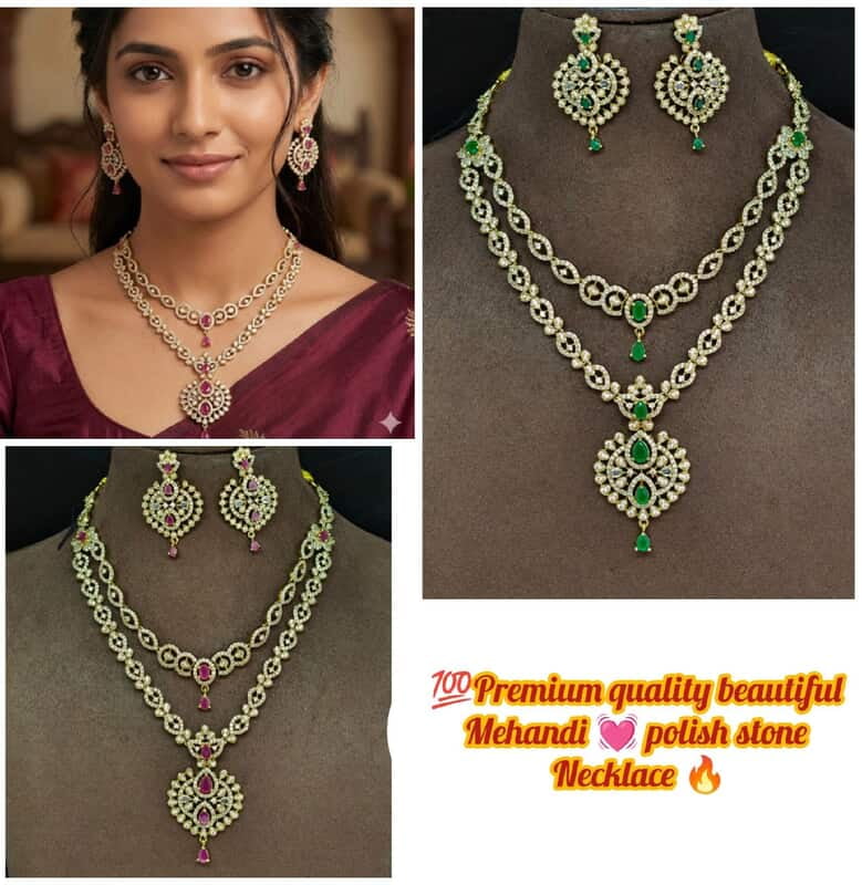 premium quality beautiful Mehandi polish stone necklace