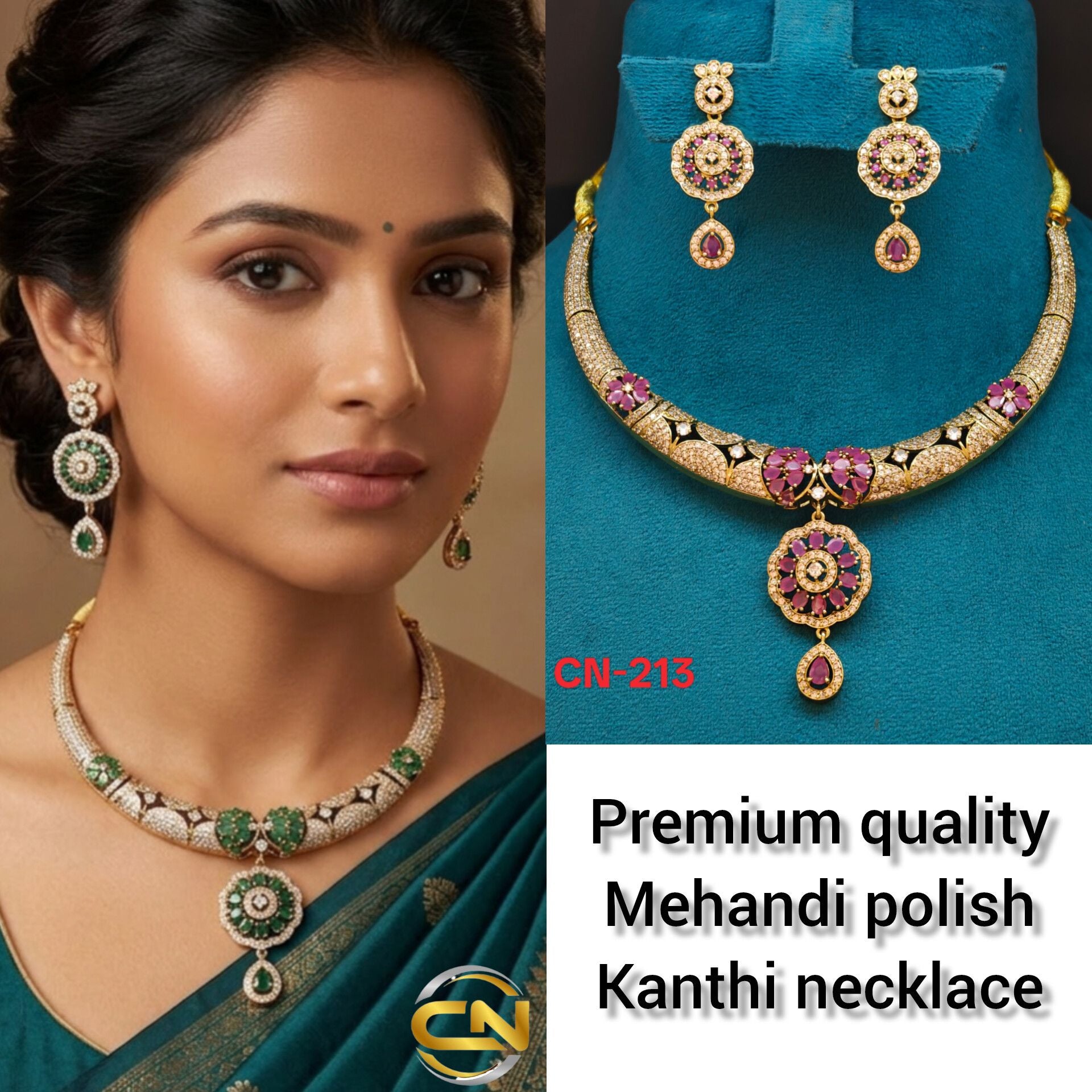 mehandi polish kanthi necklace
