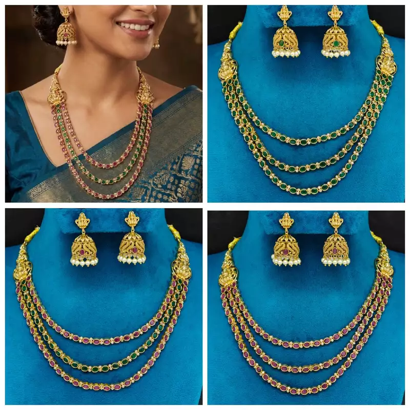 beautiful lakshmi devi three step necklace
